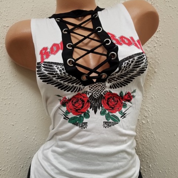 J Story Tops - Sexy ROCK N ROLL style tattoo corset front top